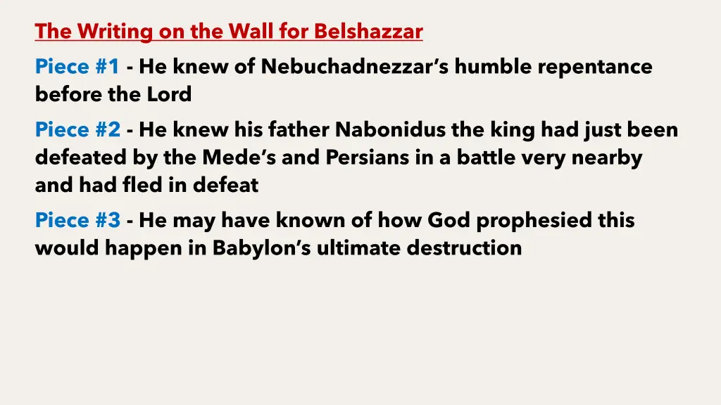 the writing on the wall for belshazzar piece