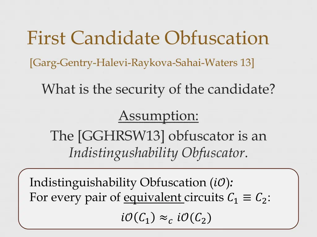 first candidate obfuscation