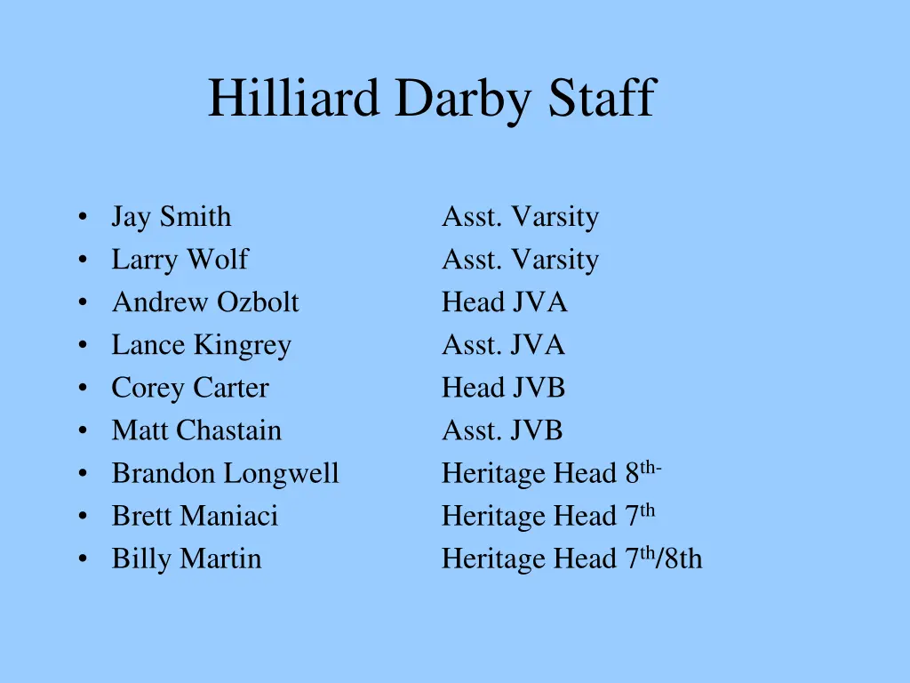 hilliard darby staff