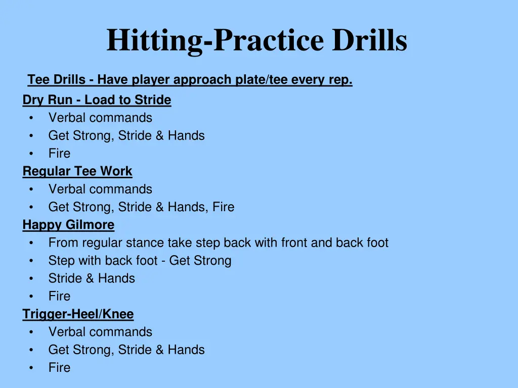 hitting practice drills