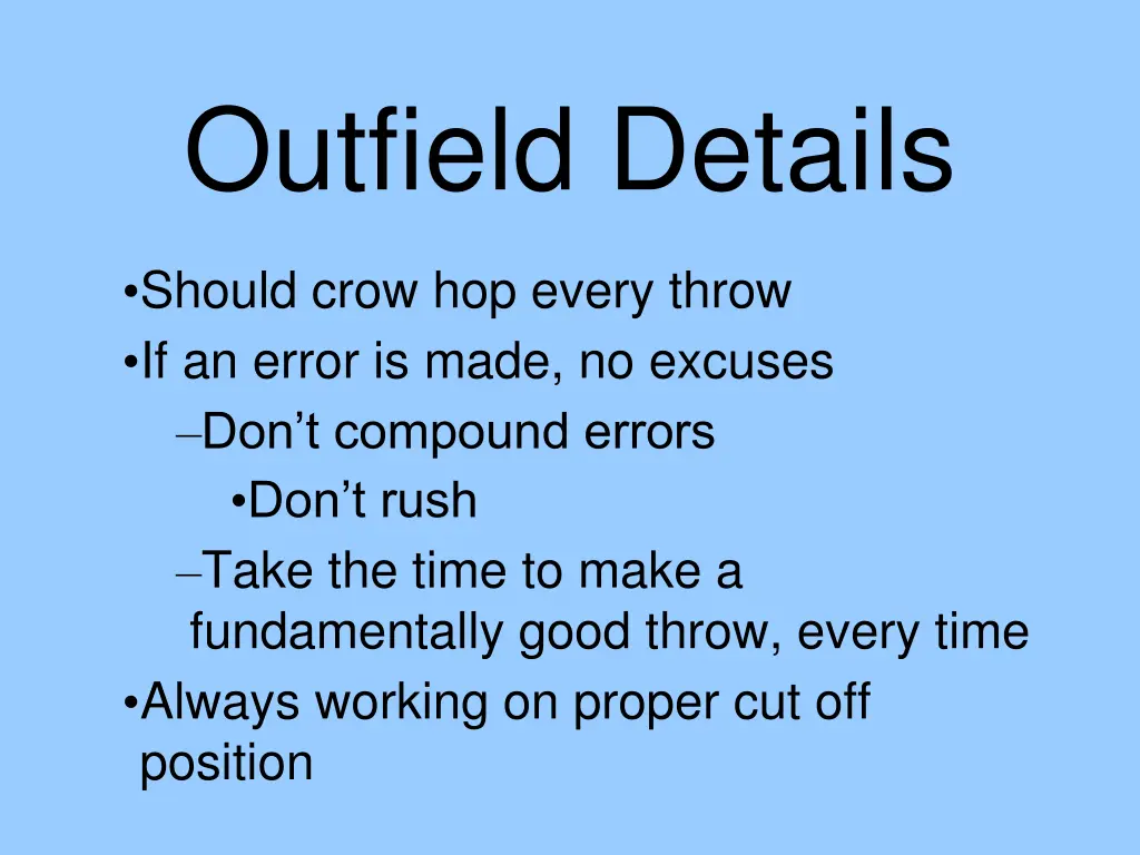 outfield details