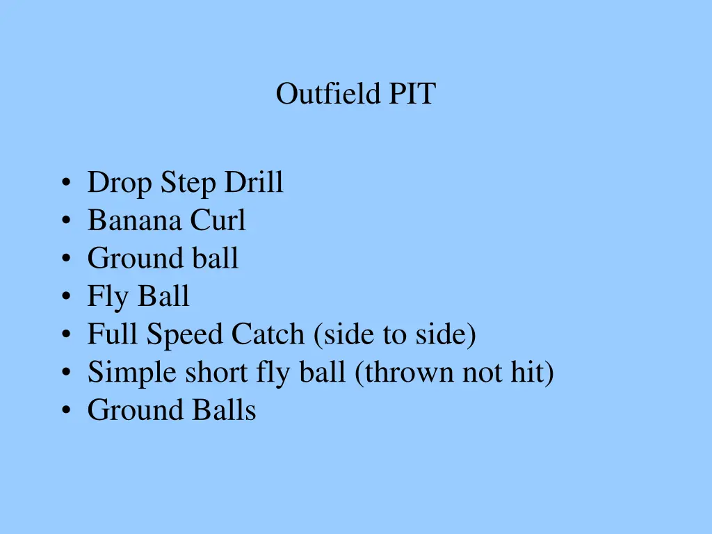 outfield pit