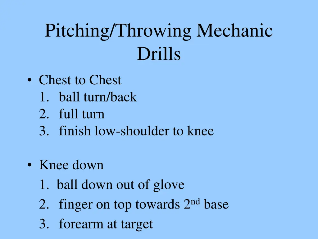 pitching throwing mechanic drills