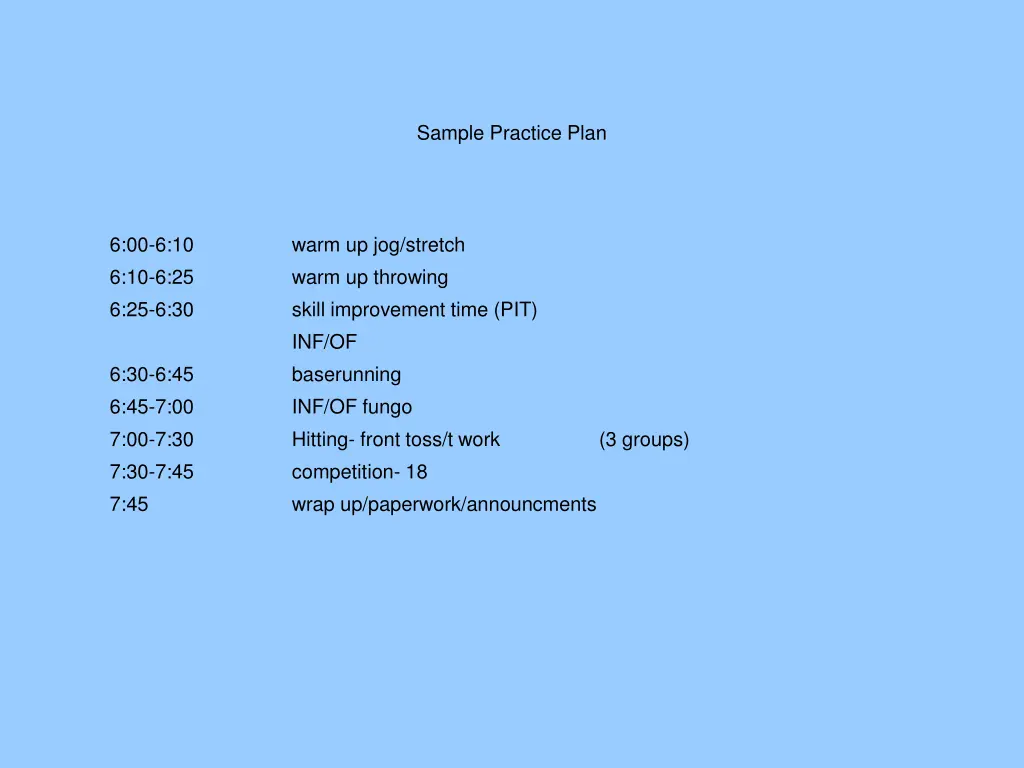 sample practice plan