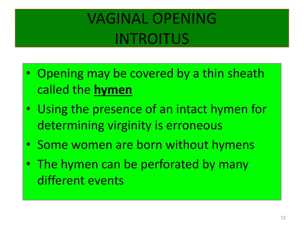 vaginal opening introitus