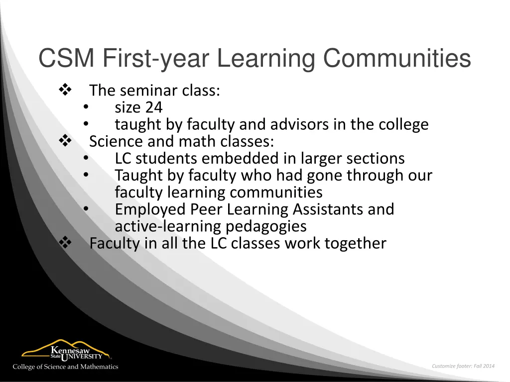 csm first year learning communities the seminar