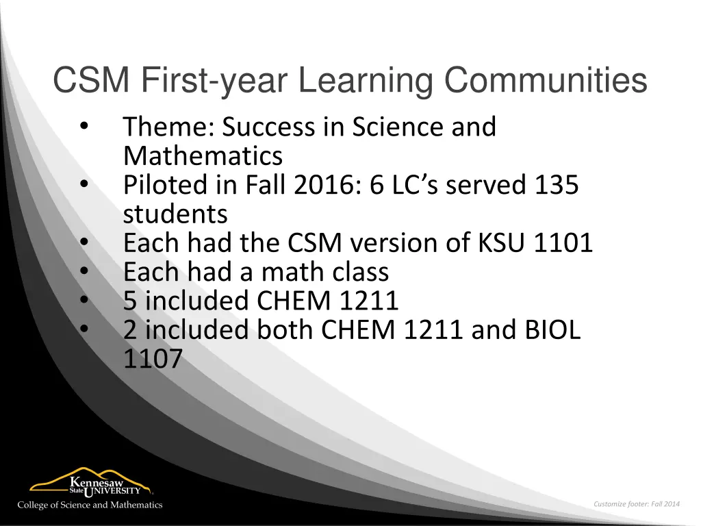 csm first year learning communities theme success