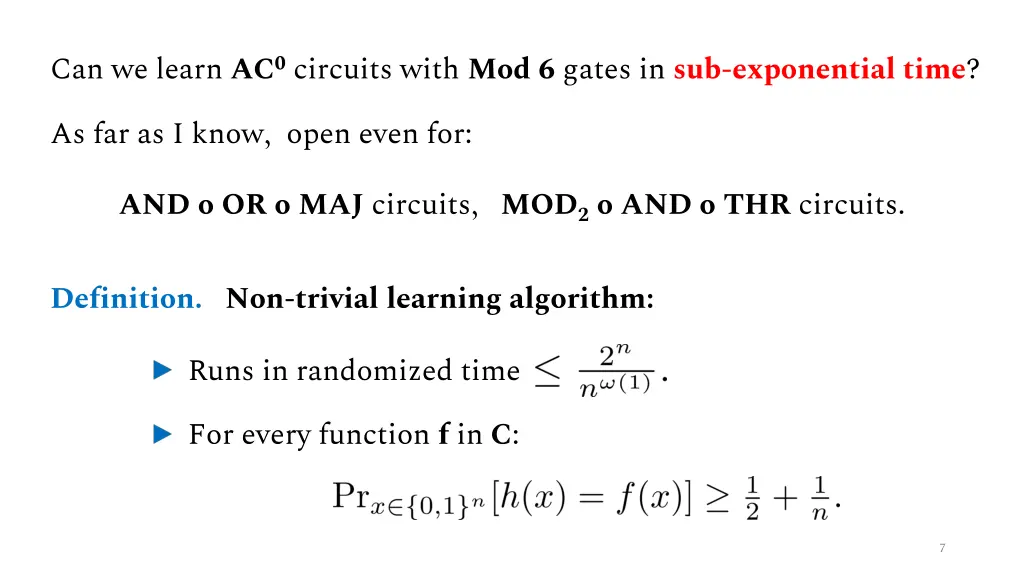 can we learn ac 0 circuits with mod 6 gates