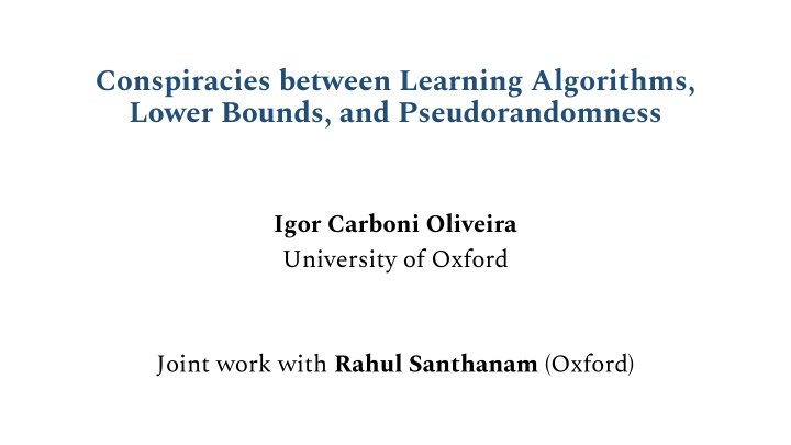 conspiracies between learning algorithms lower