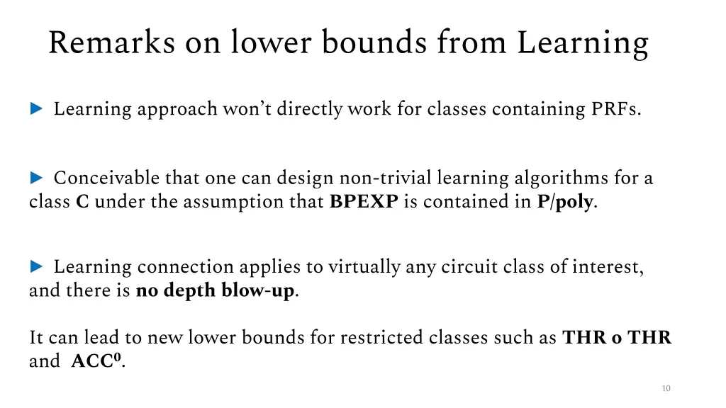 remarks on lower bounds from learning