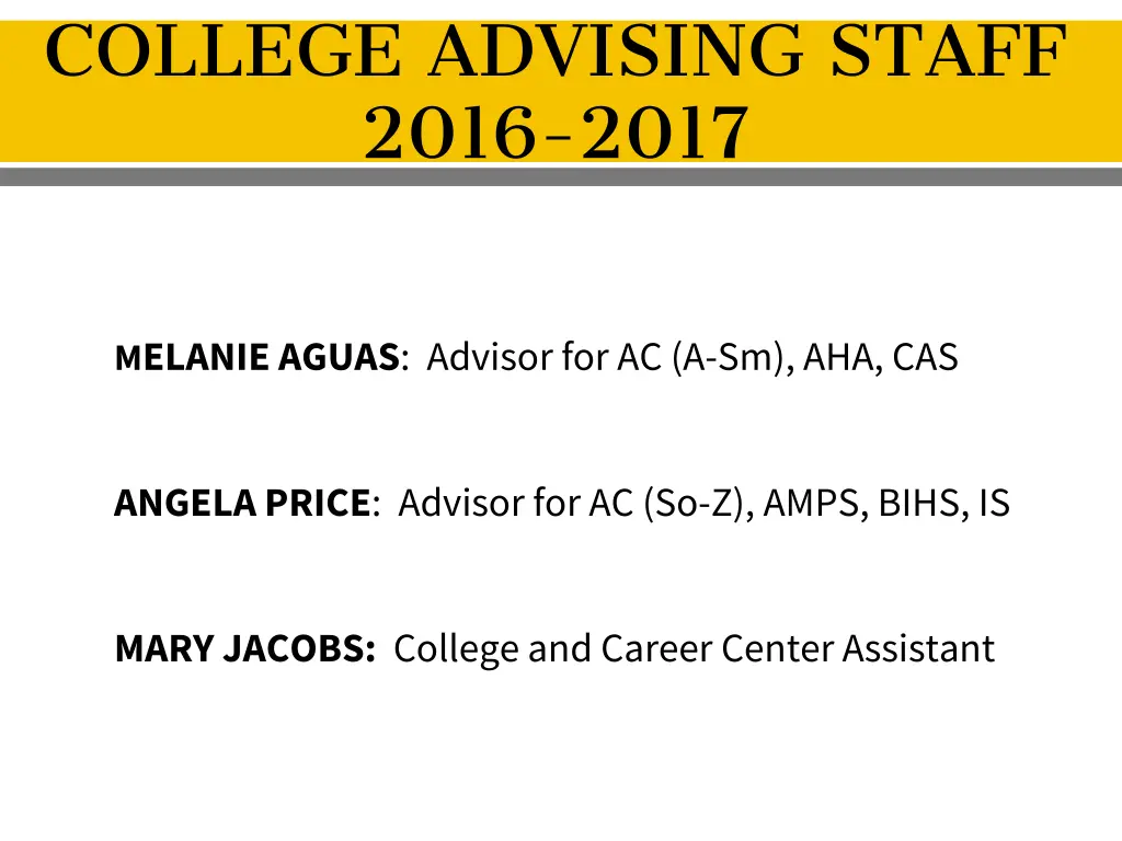 college advising staff 2016 2017
