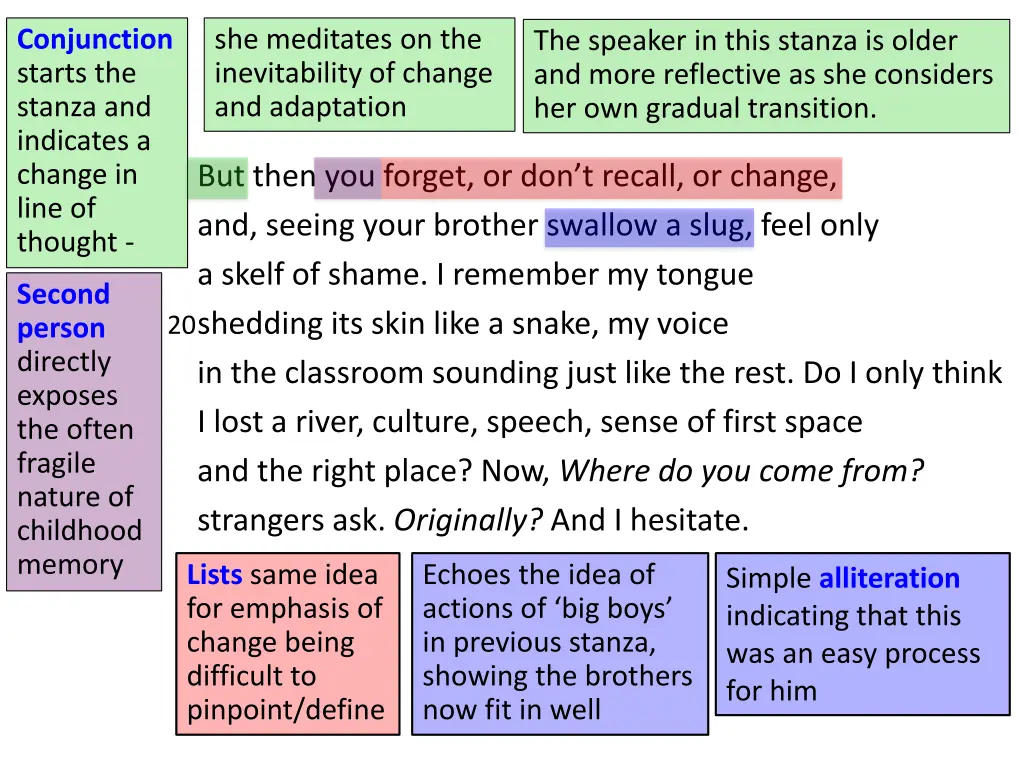 conjunction starts the stanza and indicates