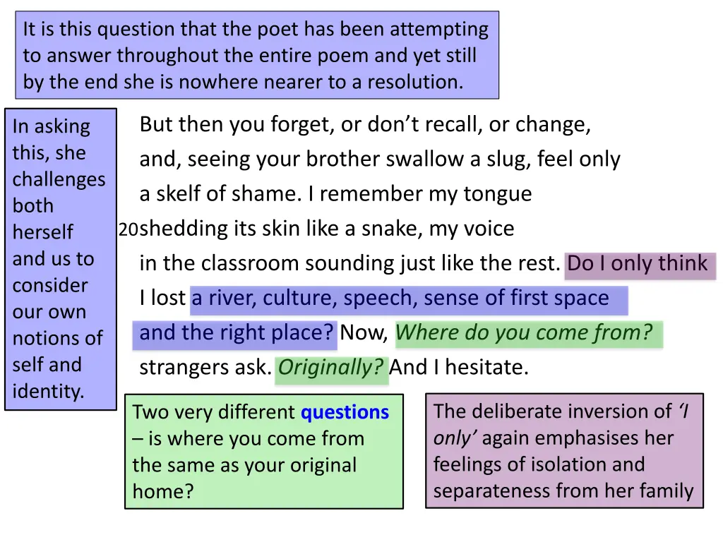 it is this question that the poet has been