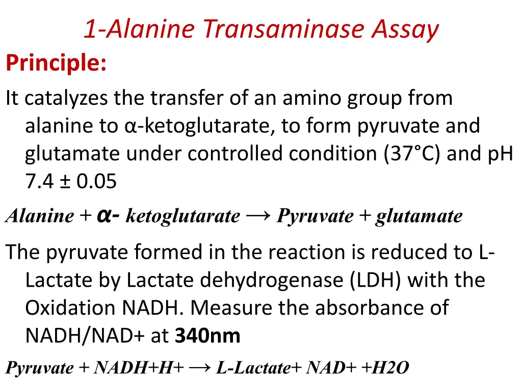 1 alanine transaminase assay principle