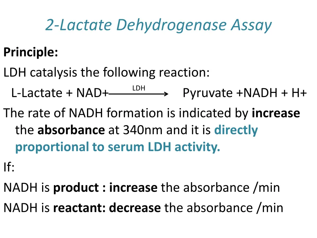 2 lactate dehydrogenase assay