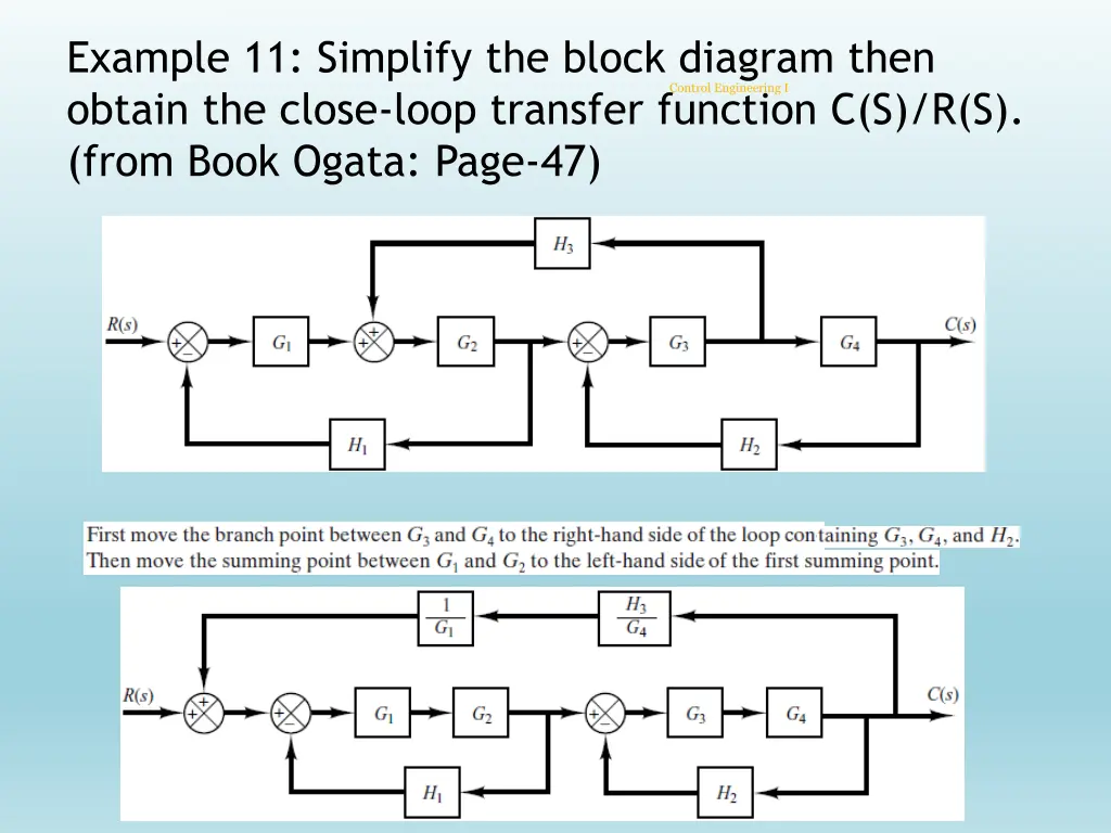 example 11 simplify the block diagram then obtain