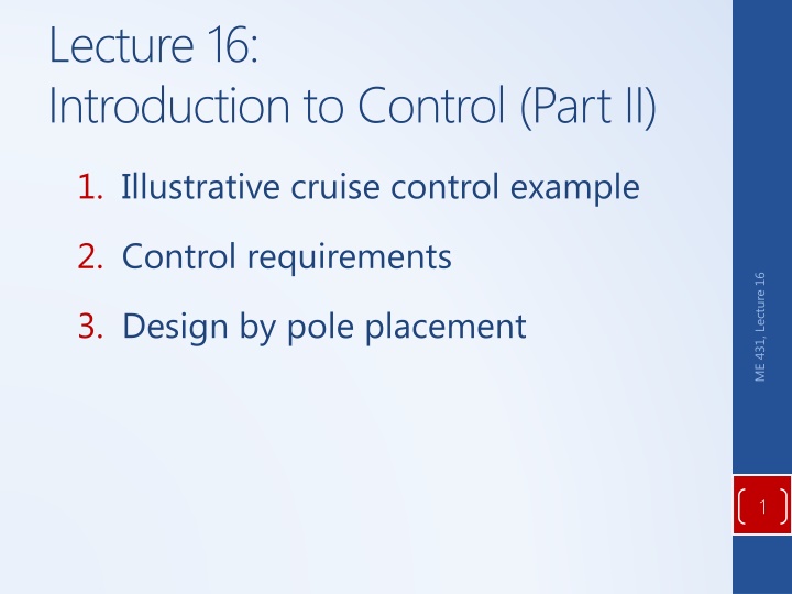 lecture 16 introduction to control part ii