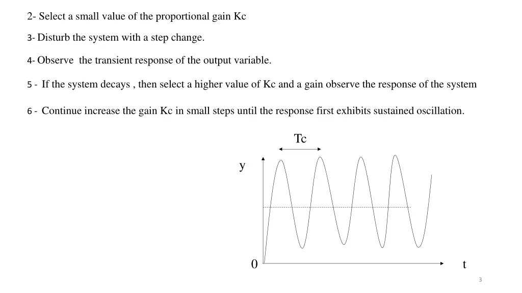 2 select a small value of the proportional gain kc