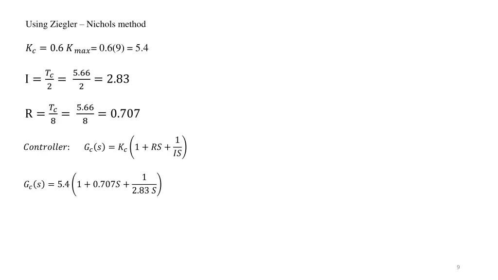using ziegler nichols method