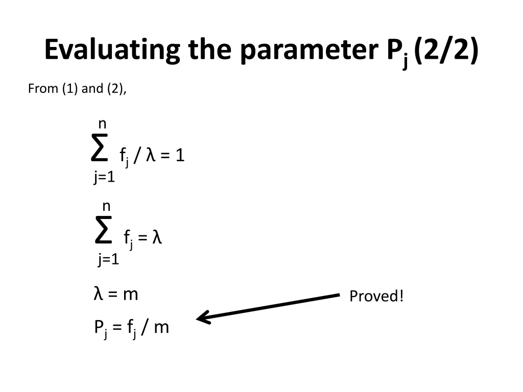 evaluating the parameter p j 2 2