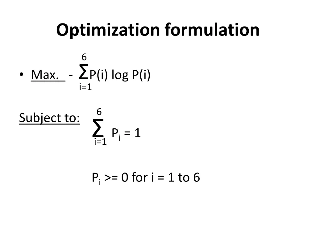 optimization formulation