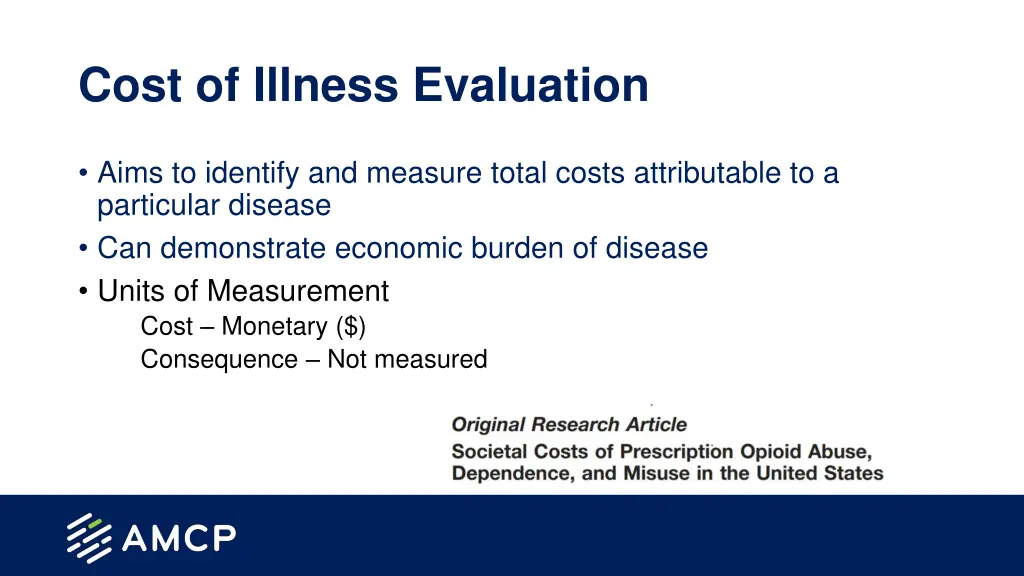 cost of illness evaluation