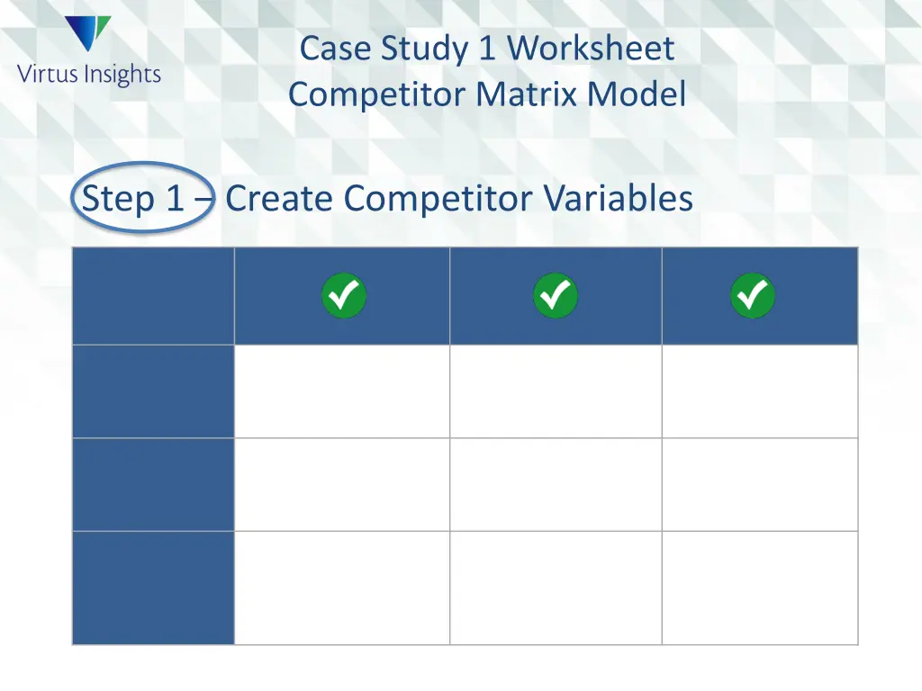 case study 1 worksheet competitor matrix model