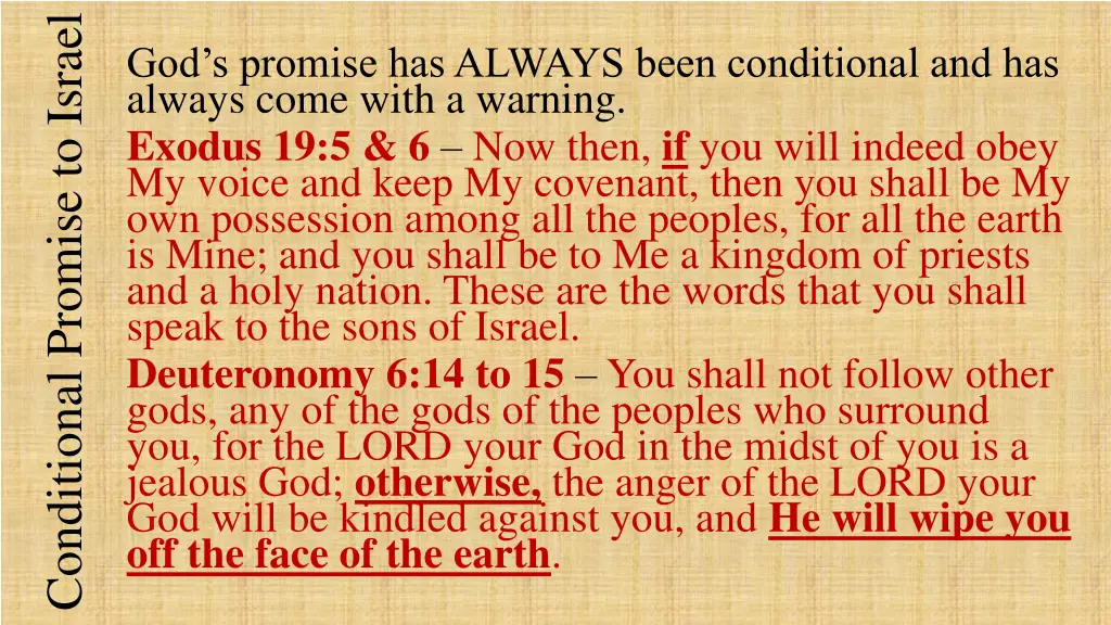 conditional promise to israel