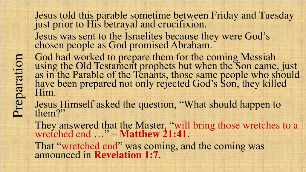 jesus told this parable sometime between friday