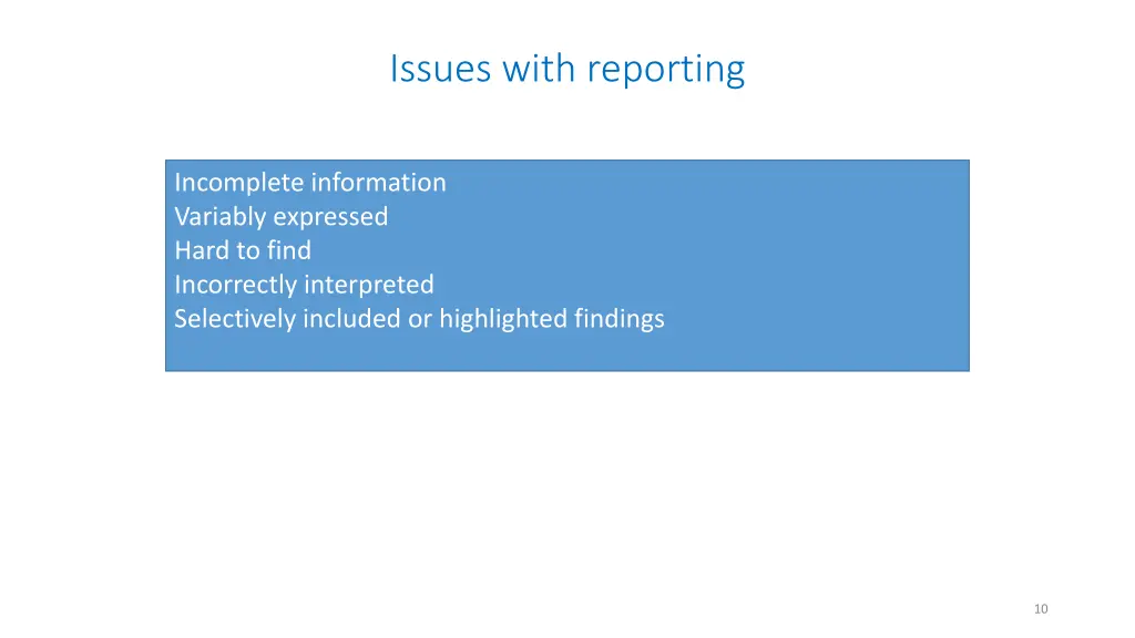 issues with reporting