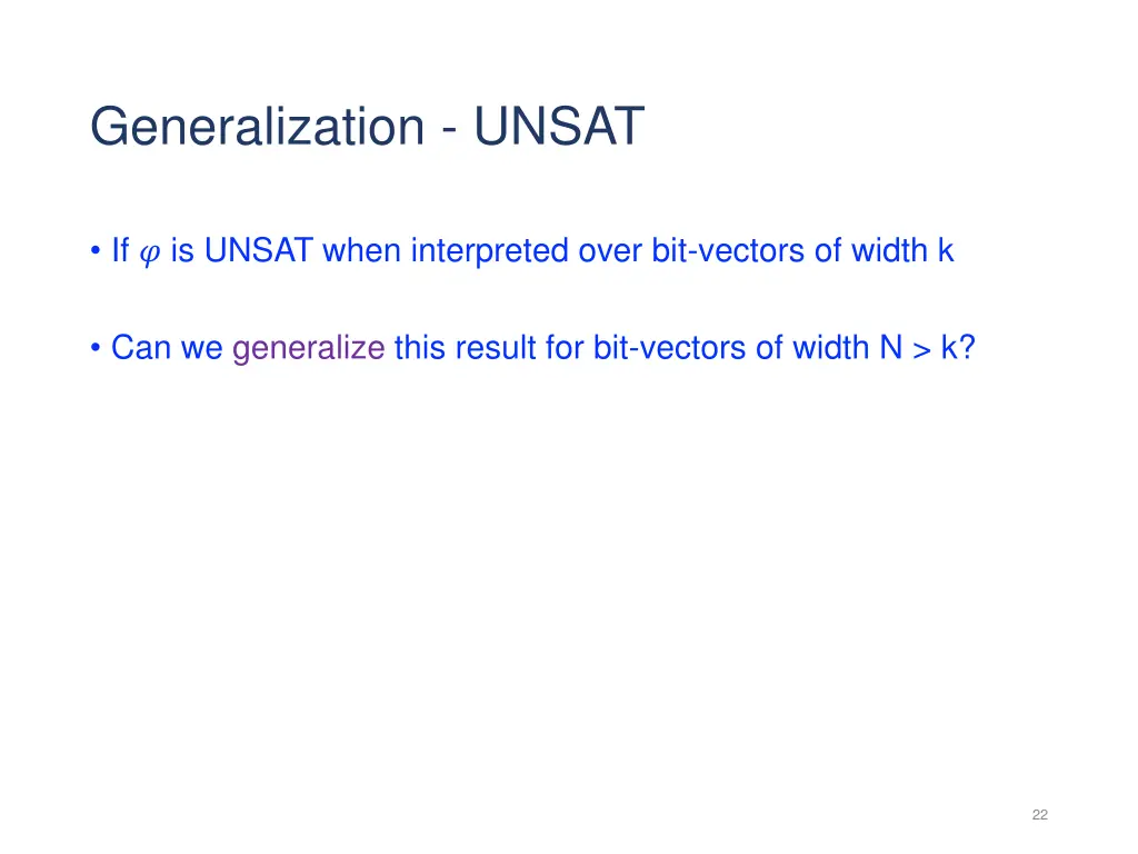 generalization unsat
