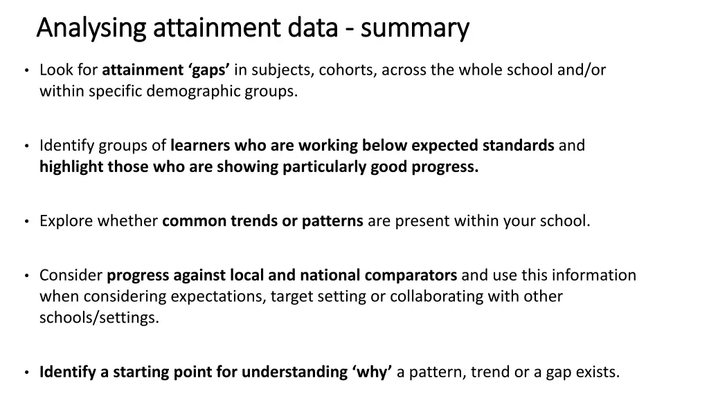 analysing attainment data analysing attainment
