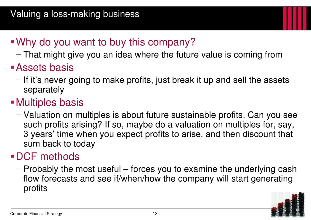 valuing a loss making business