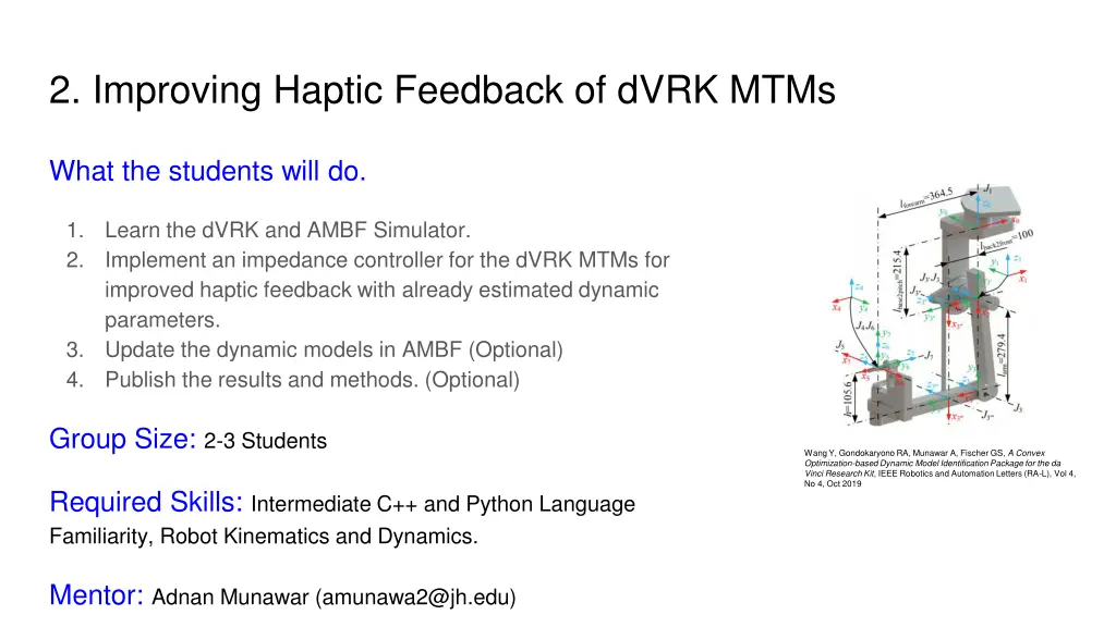 2 improving haptic feedback of dvrk mtms