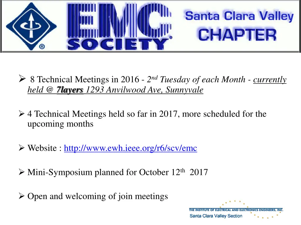 8 technical meetings in 2016 2 nd tuesday of each