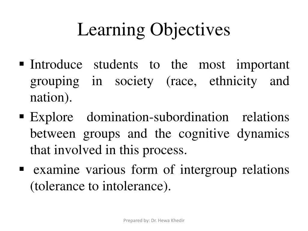 learning objectives