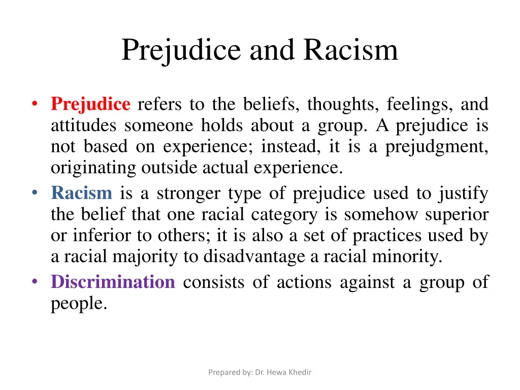 prejudice and racism