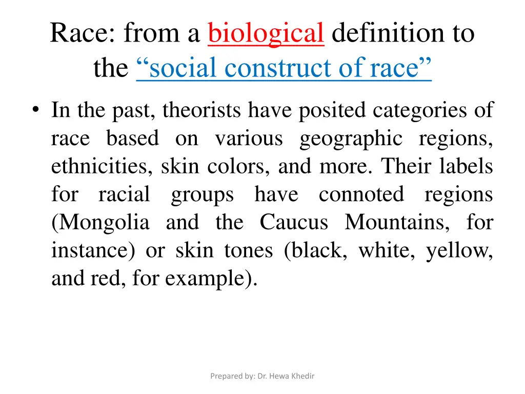race from a biological definition to the social
