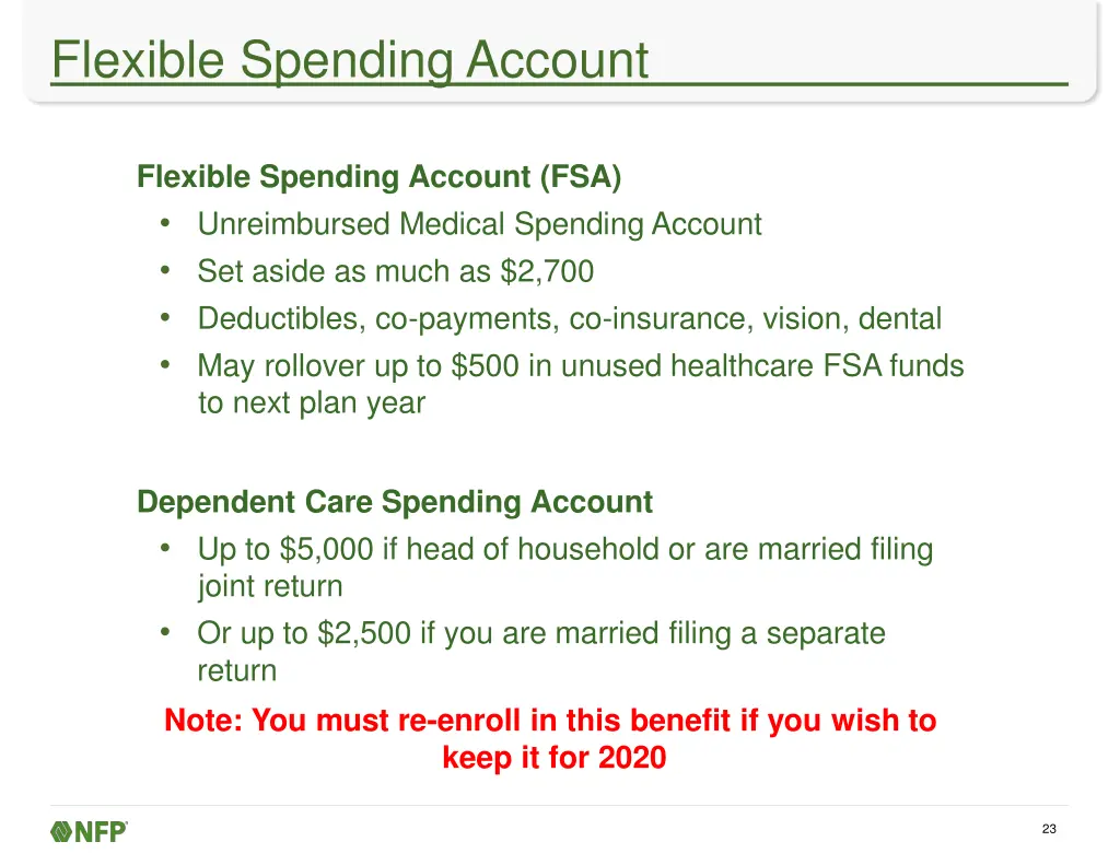 flexible spending account