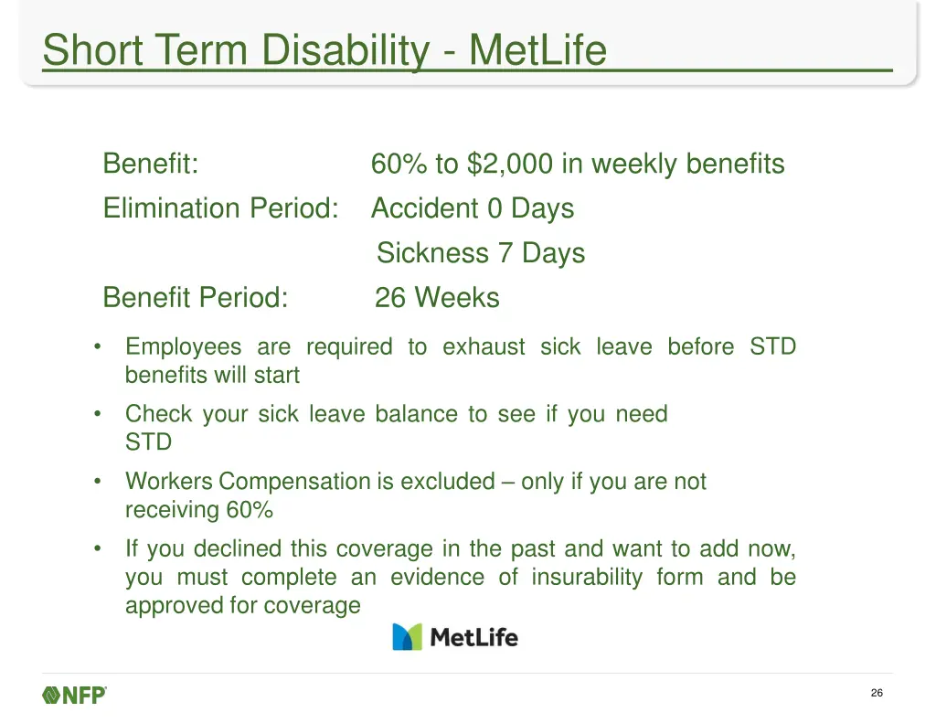 short term disability metlife