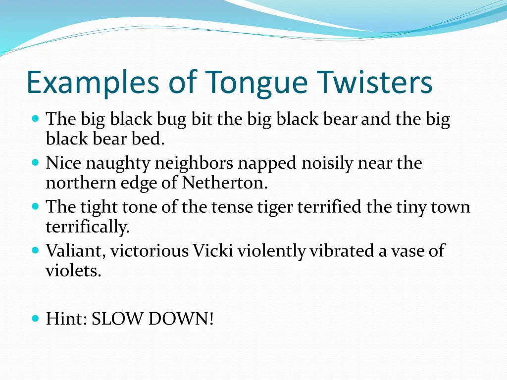 examples of tongue twisters the big black