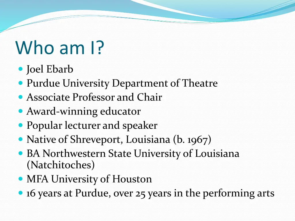 who am i joel ebarb purdue university department