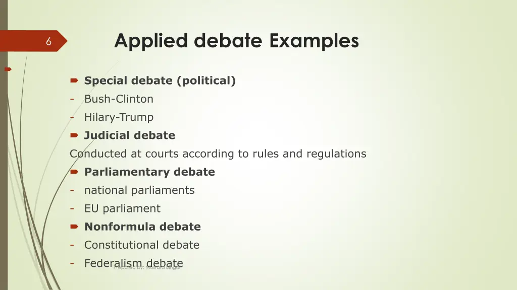 applied debate examples