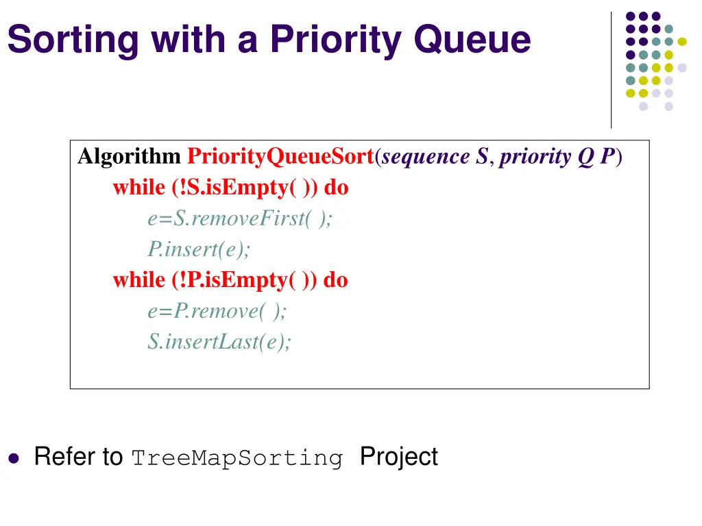sorting with a priority queue