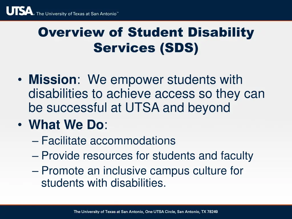 overview of student disability services sds