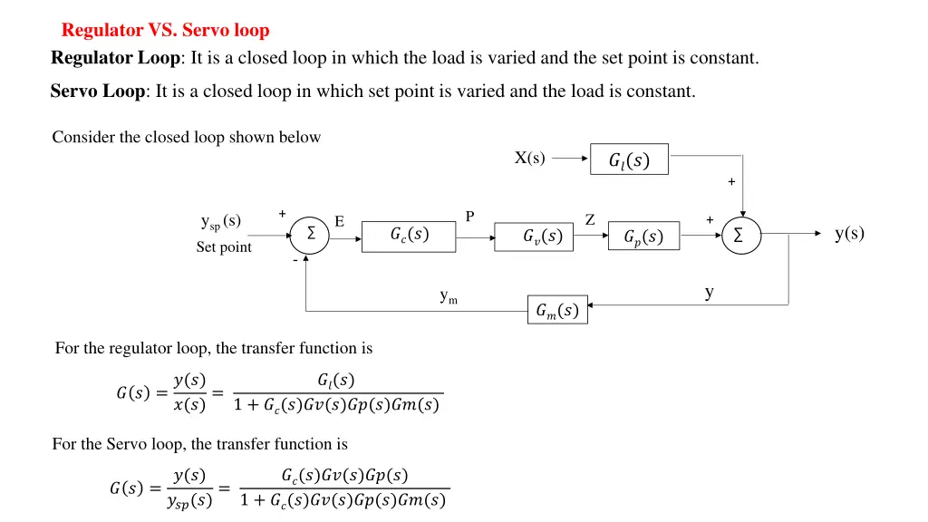 regulator vs servo loop regulator loop