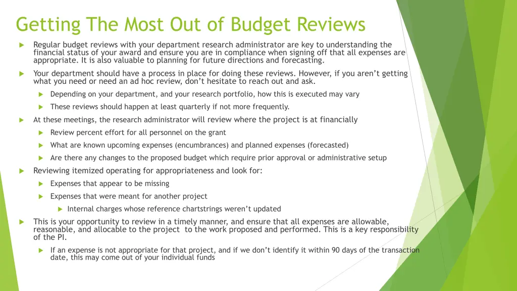 getting the most out of budget reviews
