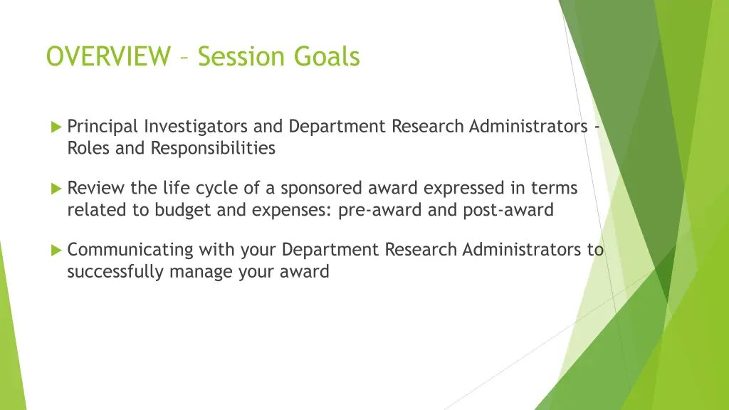 overview session goals