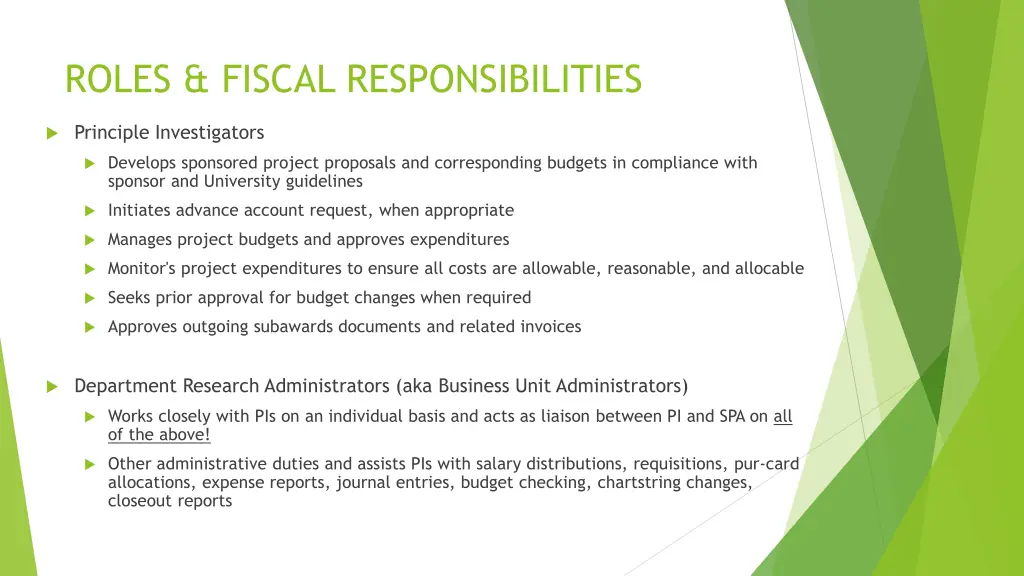 roles fiscal responsibilities