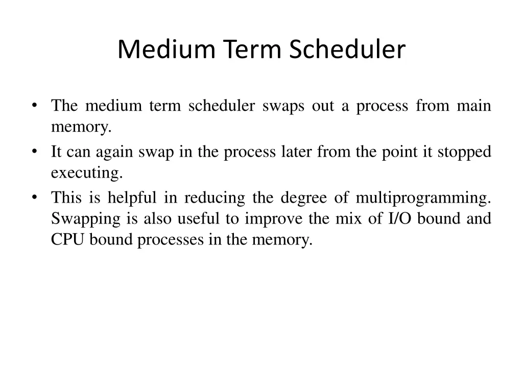 medium term scheduler